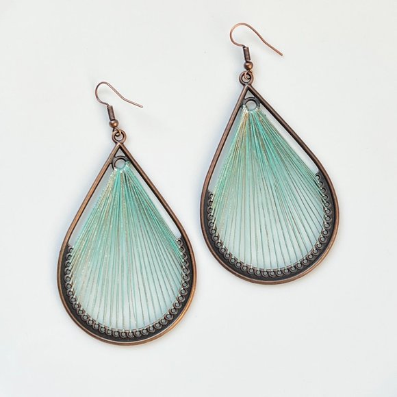 NEW "Dew" Bronze Earrings (Green) - Picture 1 of 6